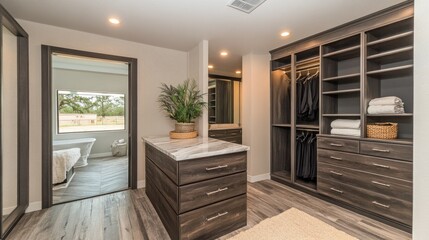 Modern closet with elegant design and ample storage capacity displayed