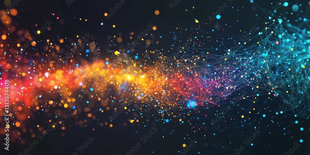 Poster stunning abstract background featuring colorful light trails, vibrant bokeh effects, and a dynamic n