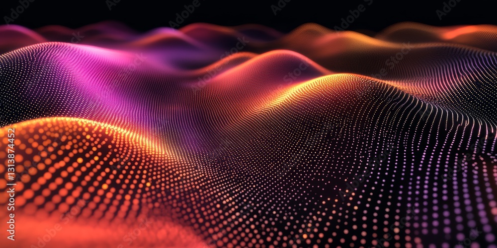 Poster this captivating image features abstract waves of colorful light, creating a mesmerizing digital lan