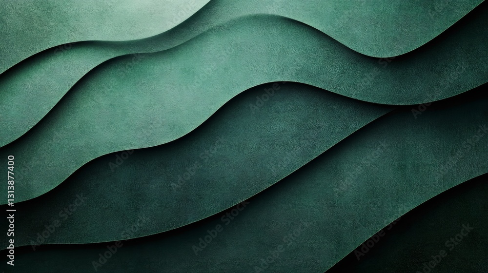 Aufkleber abstract green wavy background creating a sense of depth and movement