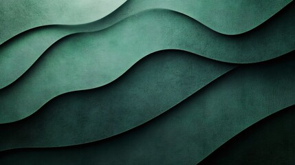 Abstract green wavy background creating a sense of depth and movement