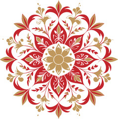 Fototapeta premium Mandala Red Brown Leaf Floral Shadowy verities of pattern Vector Art Pack