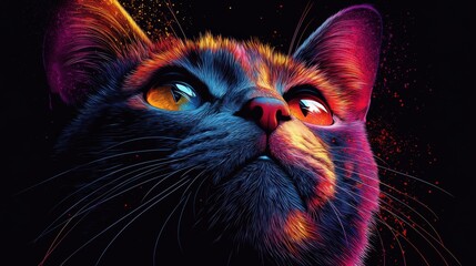 Naklejka premium colorful cat abstract illustration vector t shirt design