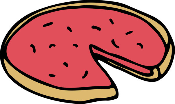 Illustration d'une Tarte aux Pralines de Lyon Gastronomie Fran&ccedil;ais Sp&eacute;cialit&eacute; de France Clipart Dessin&eacute; &agrave; la Main