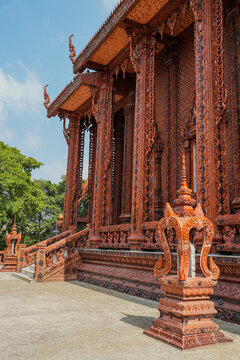Chachoengsao, Thailand March 1 2025. The Wat Nakhon Nueang Khet or Wat Ton Taan near city Mueang Chachoengsao City in Province of Chachoengsao in Thailand. 