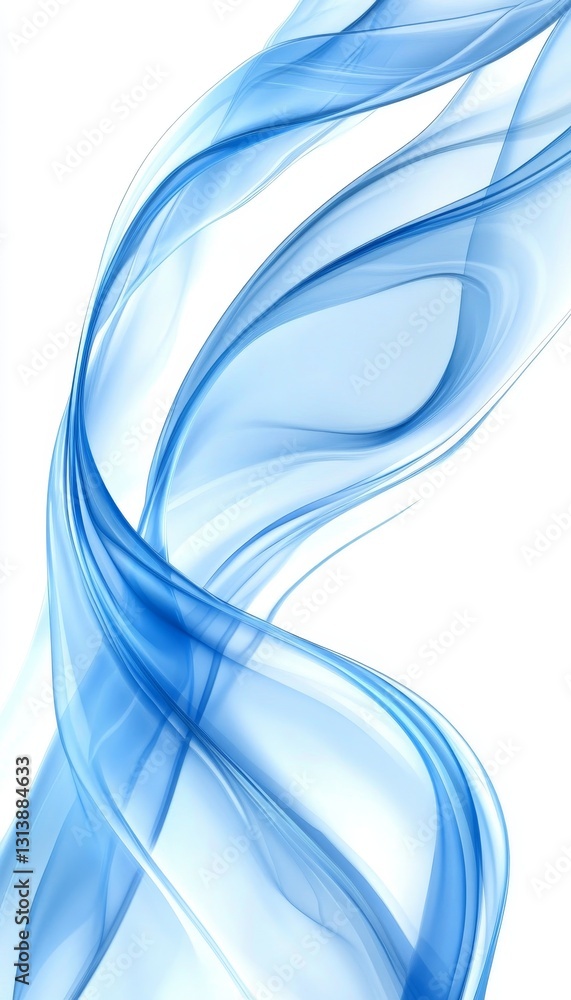 Poster abstract flowing blue lines, dynamic curves and subtle highlights on a white background
