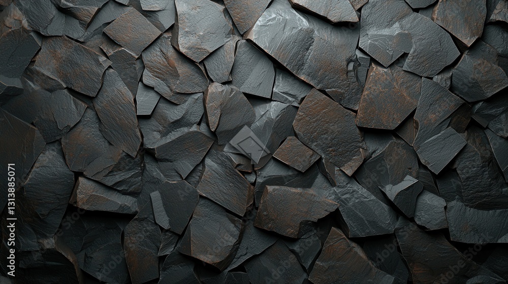 Poster dark slate textured wall with irregular shapes and patterns
