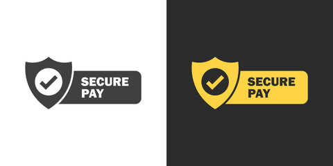 100% secure pay icon in flat style. Privacy guarantee vector illustration on isolated background. Safety risk sign business concept.