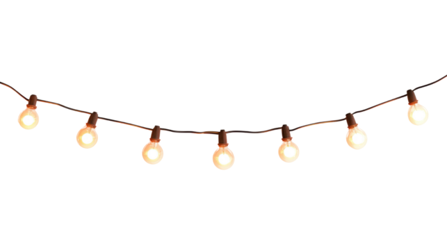 String lights isolated on white background
