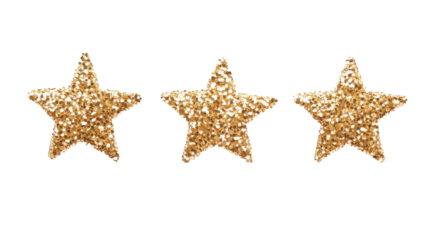 Golden product rating stars isolated on white background