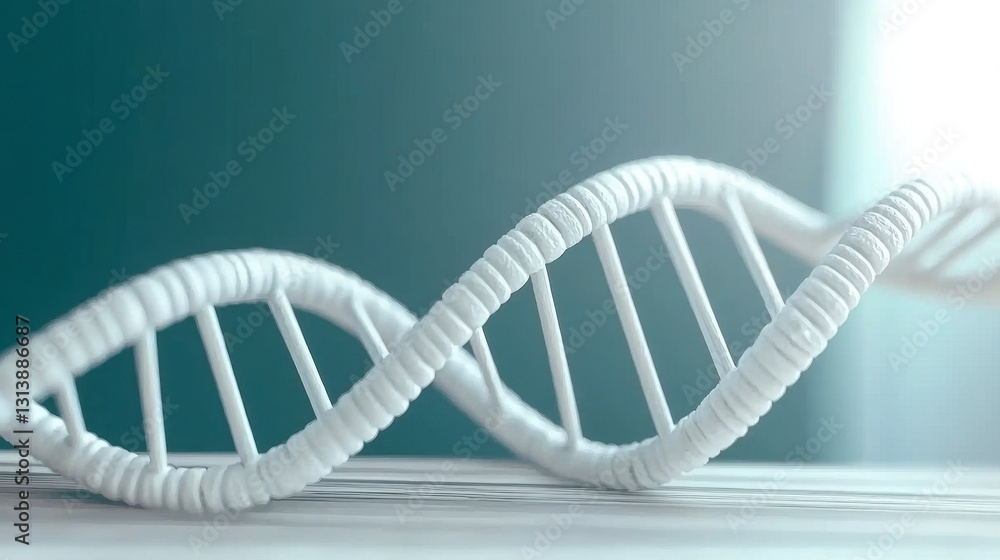 Poster 3d model of dna double helix on a minimalist background