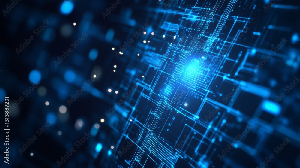 Poster explore this abstract blue technology background featuring glowing network lines and a modern design