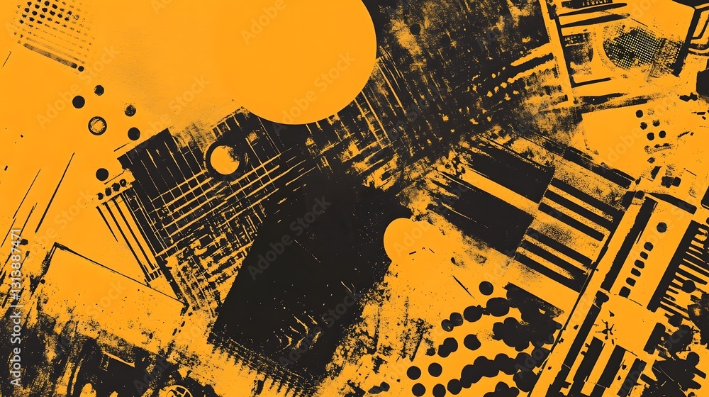 Poster Vibrant abstract digital art with dynamic geometric shapes and splashes of color long_title:This vibrant and dynamic abstract digital artwork