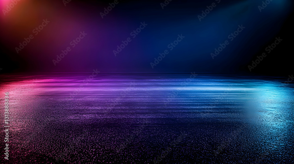Poster vibrant blue and pink glitter illumination on dark background with empty space for text graphic desi