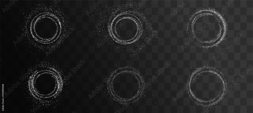Aufkleber glowing white circle with sparkling light effects and a shimmering dust trail. perfect for luxury de