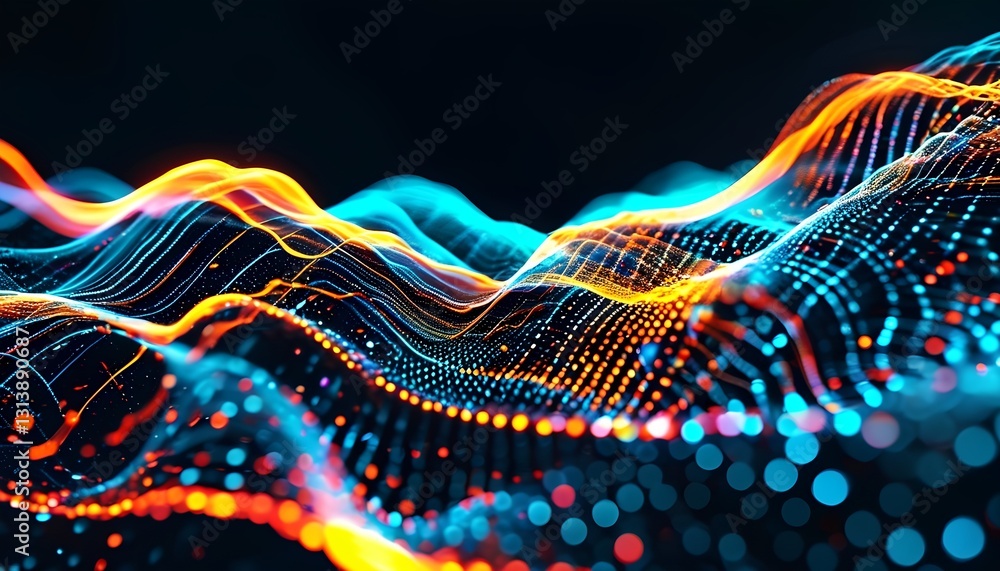 Aufkleber visualizing data waves digital landscape abstract graphics technology environment artistic viewpoint