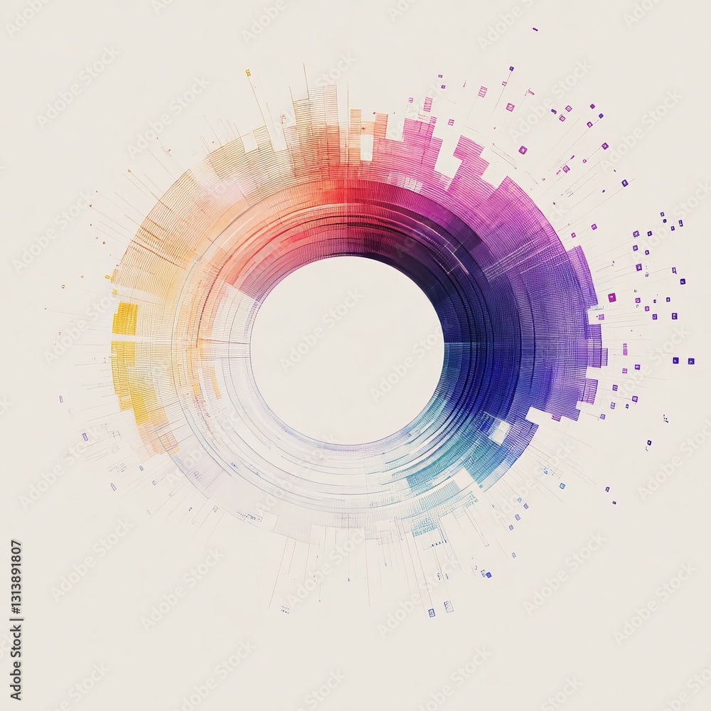 Poster colorful abstract circle design with gradient spectrum in modern graphic art style
