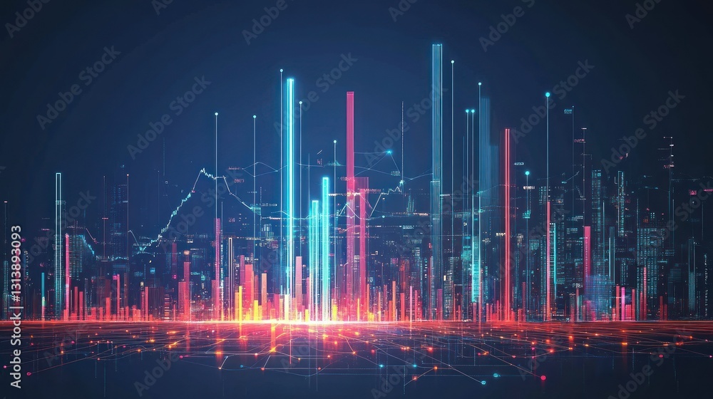 Aufkleber colorful digital data visualization portrays information in a modern design