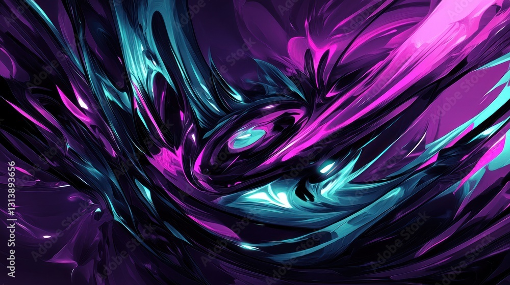 Poster a colorful abstract design featuring swirls and sharp lines