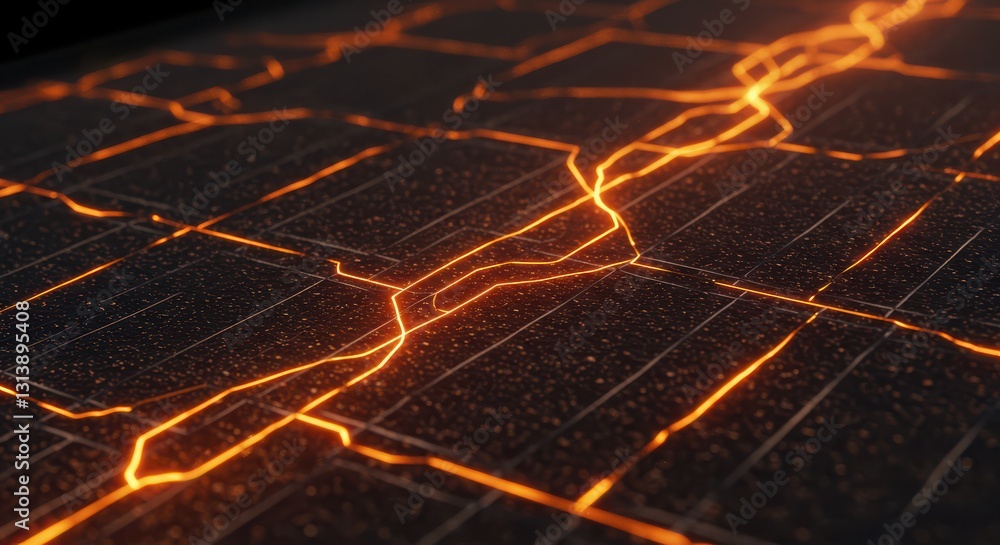 Aufkleber abstract glowing lines forming a grid pattern on dark background