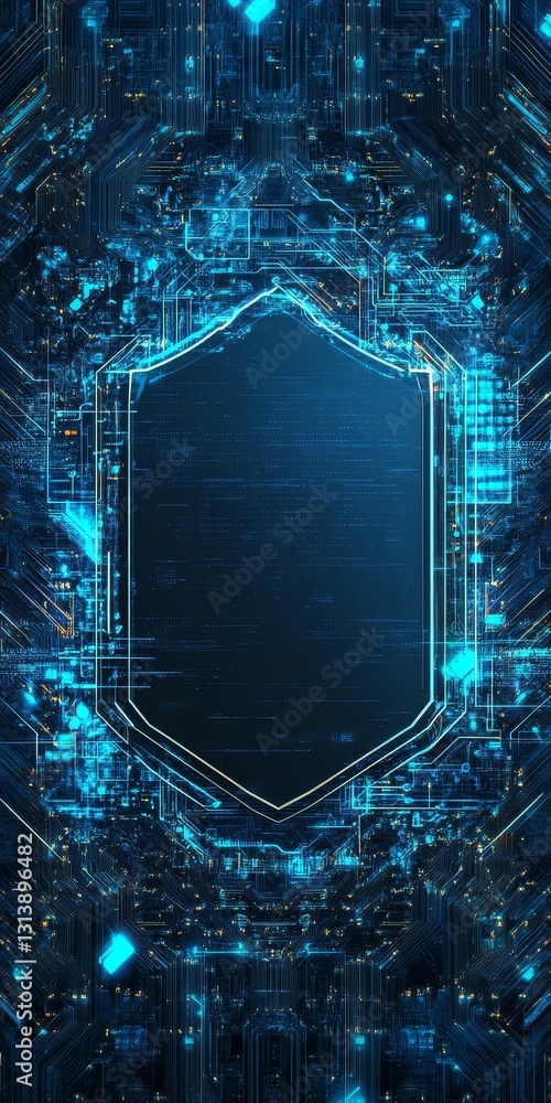 Poster a mesmerizing futuristic blue digital background featuring intricate tech circuit patterns. perfect 
