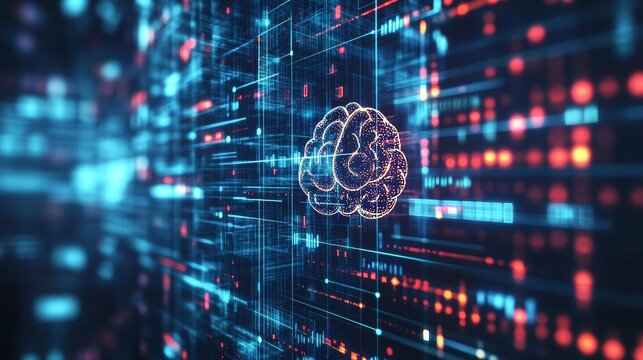 Digital Brain. Artificial Intelligence, Neural Network, Machine Learning. Futuristic Concept Design.