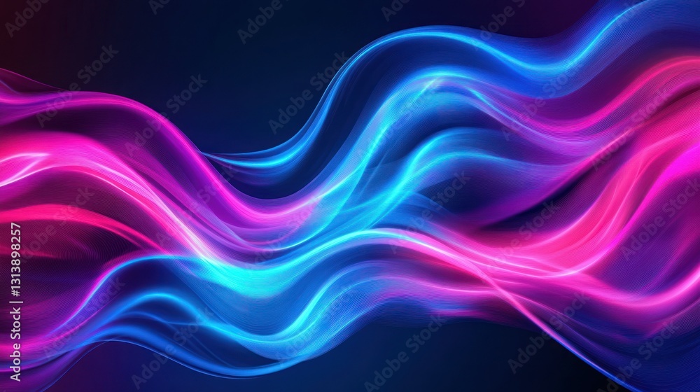 Poster abstract background with flowing waves of vibrant colors is visualized