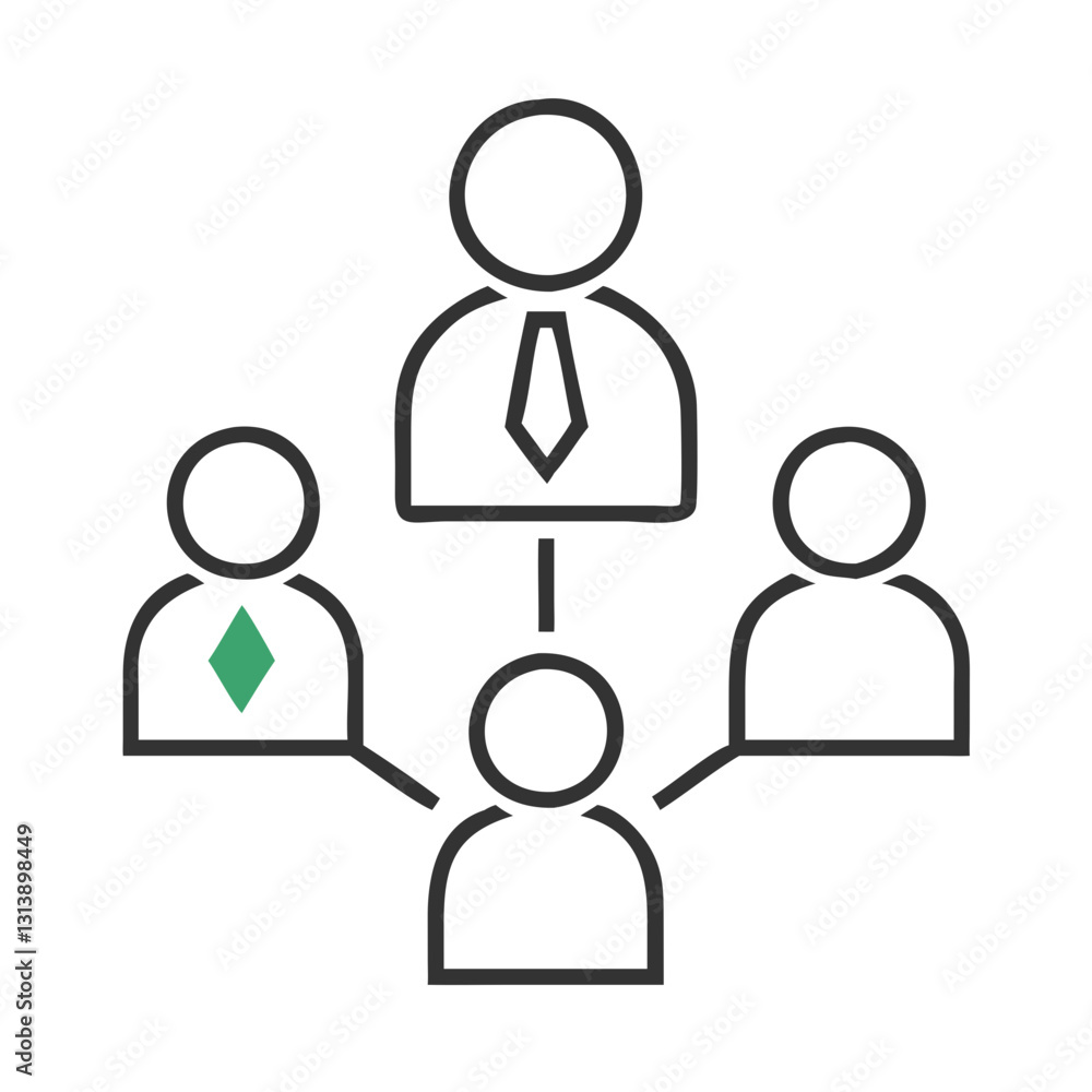 Aufkleber business hierarchy chart with leader and three team members