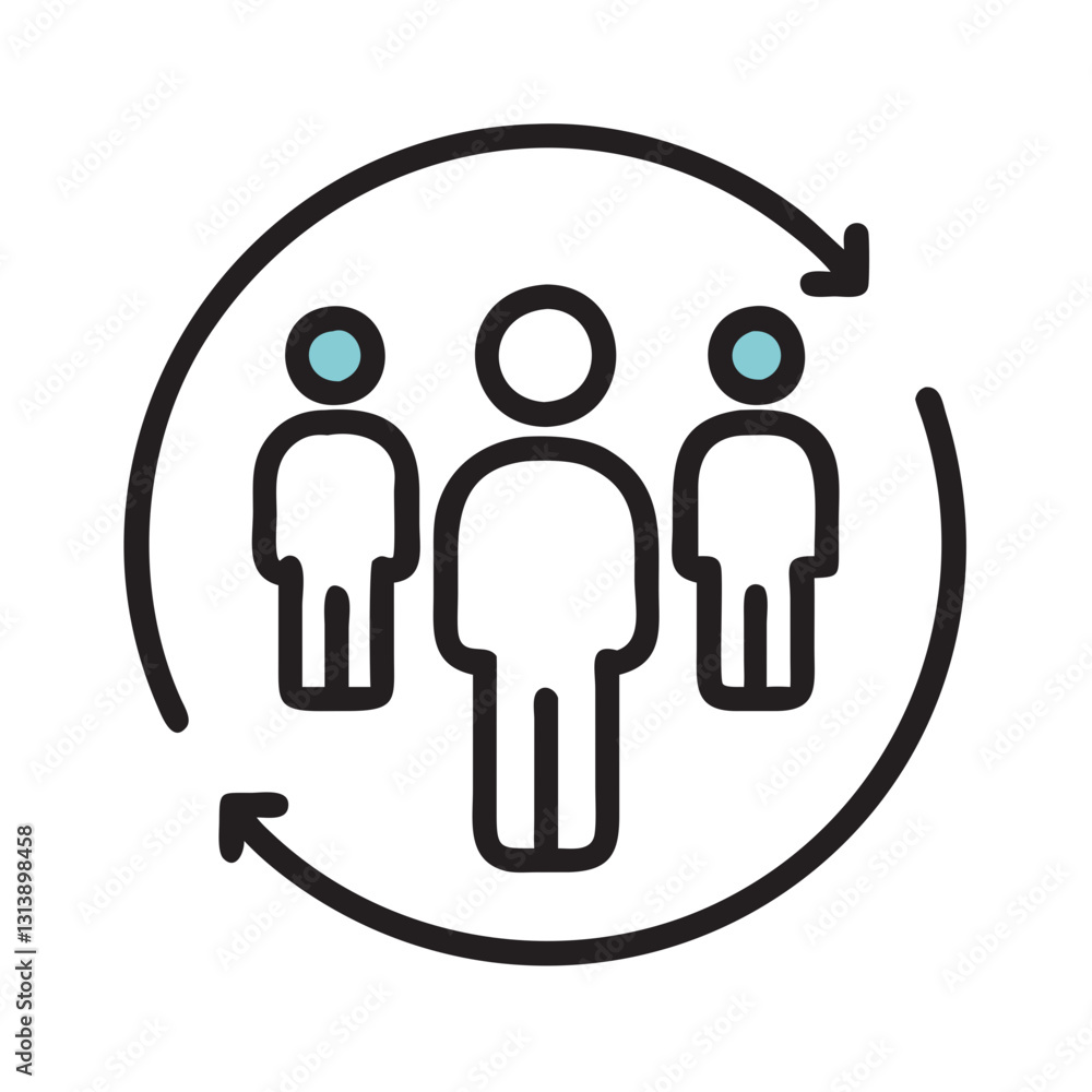 Poster abstract people in circular arrows for connection and networking