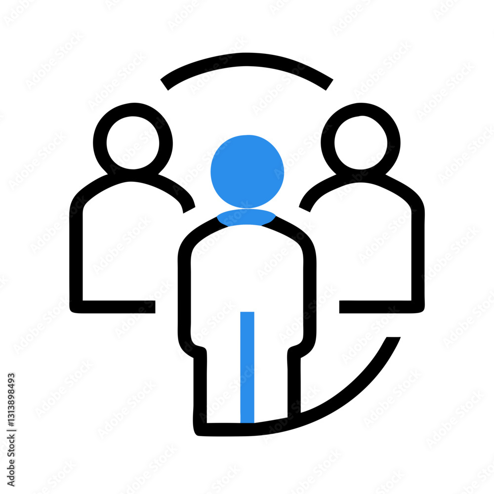 Poster group of abstract people in circular frame for teamwork concept