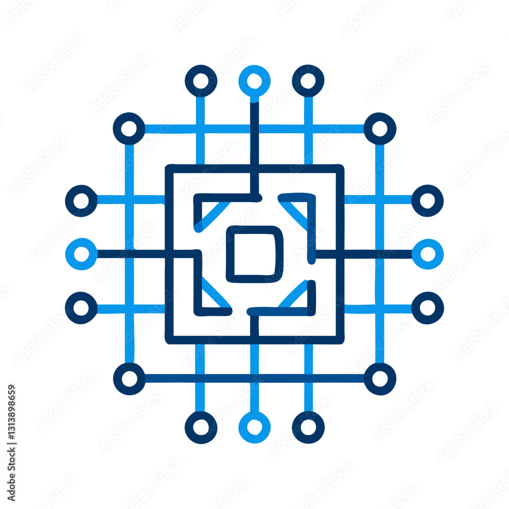 Poster abstract microchip with digital circuit connections
