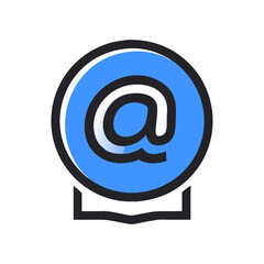 Fototapeta premium Blue at symbol with location pin in modern style