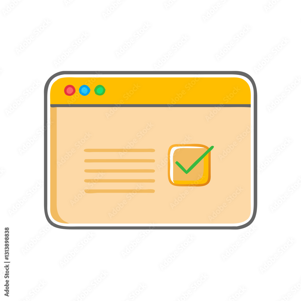 Poster web browser window with checkmark for approval