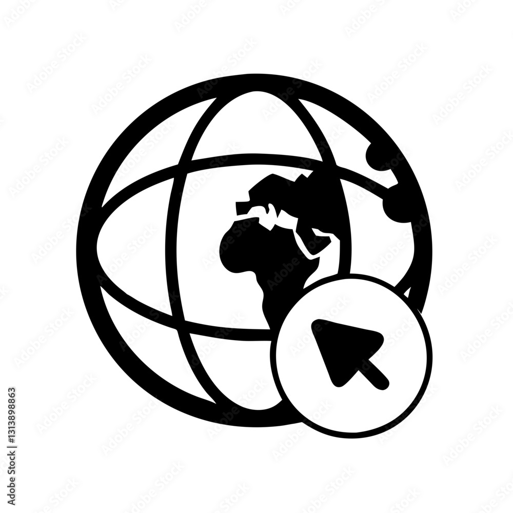 Poster globe with cursor click for global internet access
