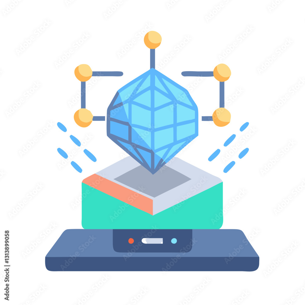 Poster blockchain and cryptocurrency concept with floating cube