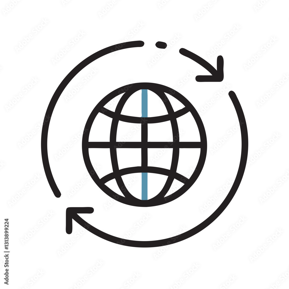Poster globe with circular arrow for global communication