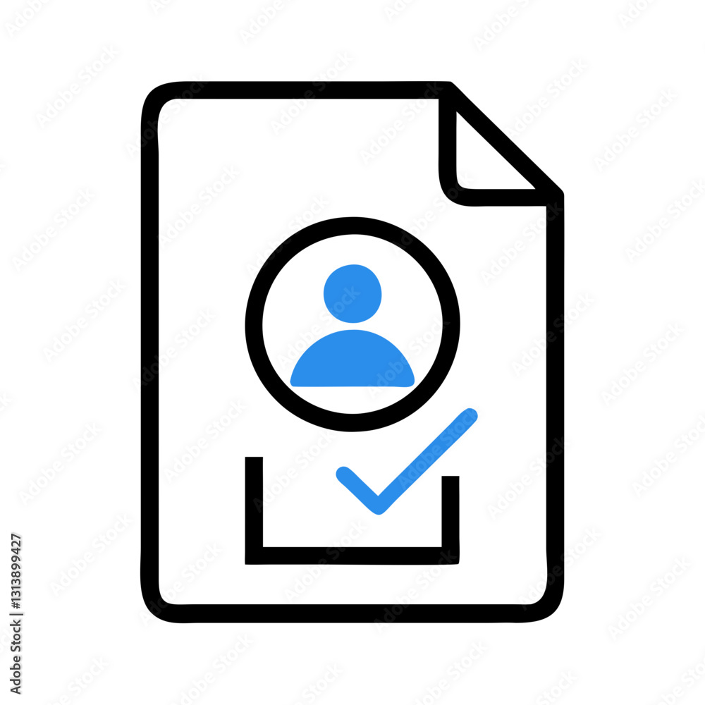 Poster profile document with checkmark for verified identity