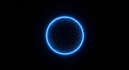 A blue glowing sphere resembles a planet in the dark cosmos, illuminated like a distant sun