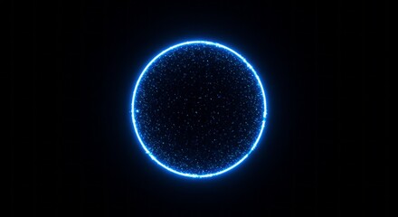 A blue glowing sphere resembles a planet in the dark cosmos, illuminated like a distant sun