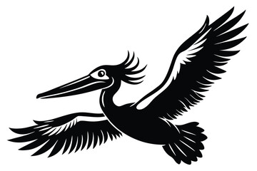 Fototapeta premium Silhouette bird pelican on a white background