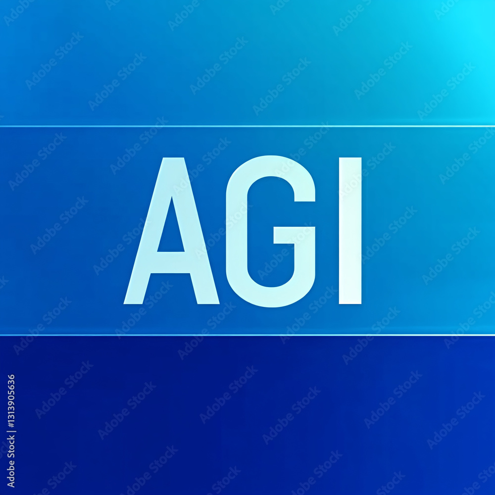 Poster a blue agi banner with gradients and a simple font creating a sleek and modern look