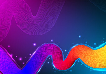 Digital technology Wavy background. Futuristic fluid gradient and wave concept. Design for abstract curve wave shape  connect telecoms internet colorful online fiber gradient.