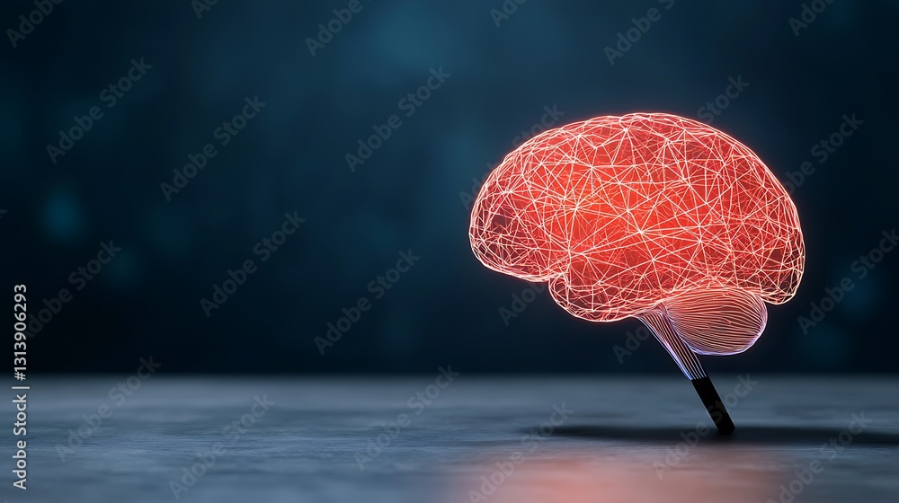 Poster futuristic brain structure with interconnected neural pathways