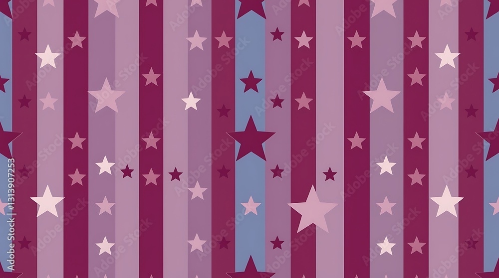 Poster celestial stripes: a repeating pattern of vertical stripes in varying shades of purple, adorned with