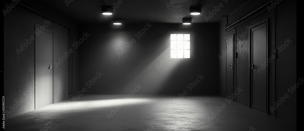 Poster a 3d grid rendered in perspective using black lines, with an abstract background added on top