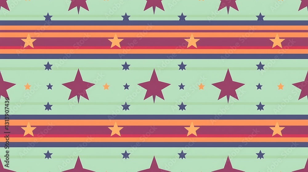 Aufkleber starry stripe seamless pattern: a vibrant and whimsical seamless pattern featuring stars and stripes