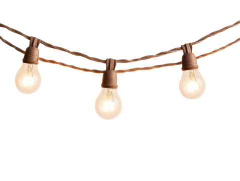 Decorative string lights enhance ambiance for gatherings and events on a transparent background