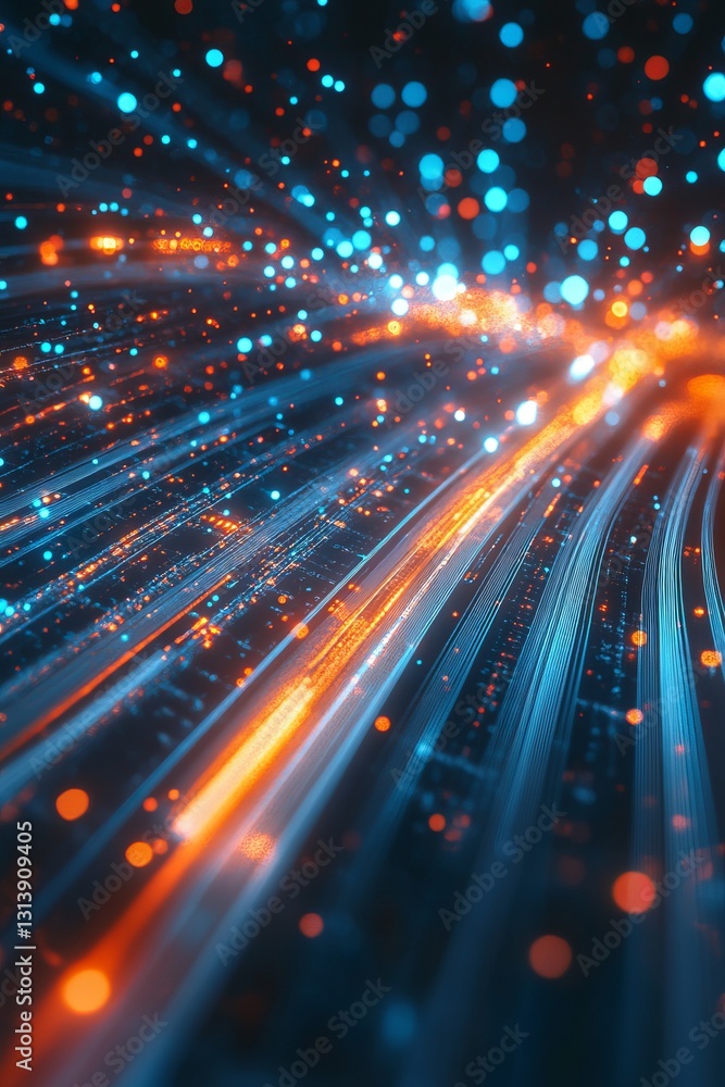 Poster a mesmerizing abstract representation of glowing lines and vibrant colors illustrating dynamic data 