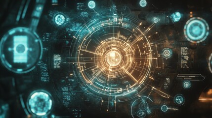 Obraz premium A computer screen with a large circle in the middle