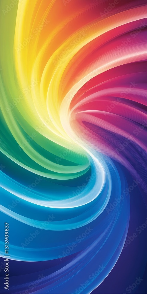 Poster this abstract image showcases a vibrant swirl of colorful waves, creating a striking rainbow gradien